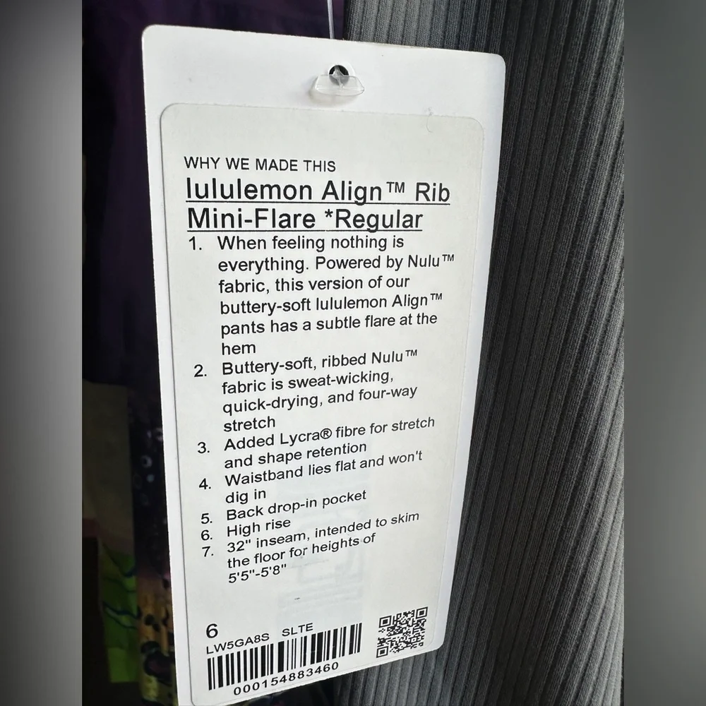 NWT Lululemon Align Rib High Rise Mini Flare Pant Slate Size 6 - Picture 3 of 3